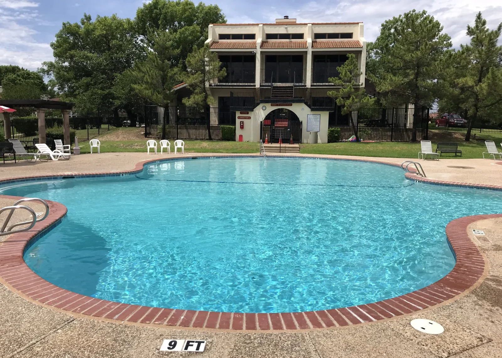 Community pool deck and water before and after remodeling