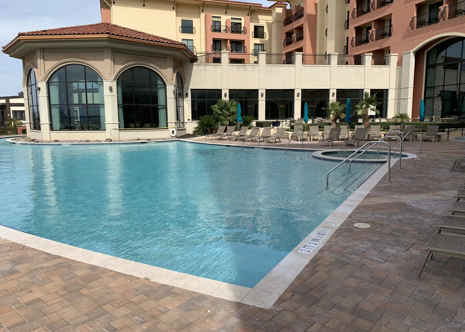 Pool interior before and after new finish application
