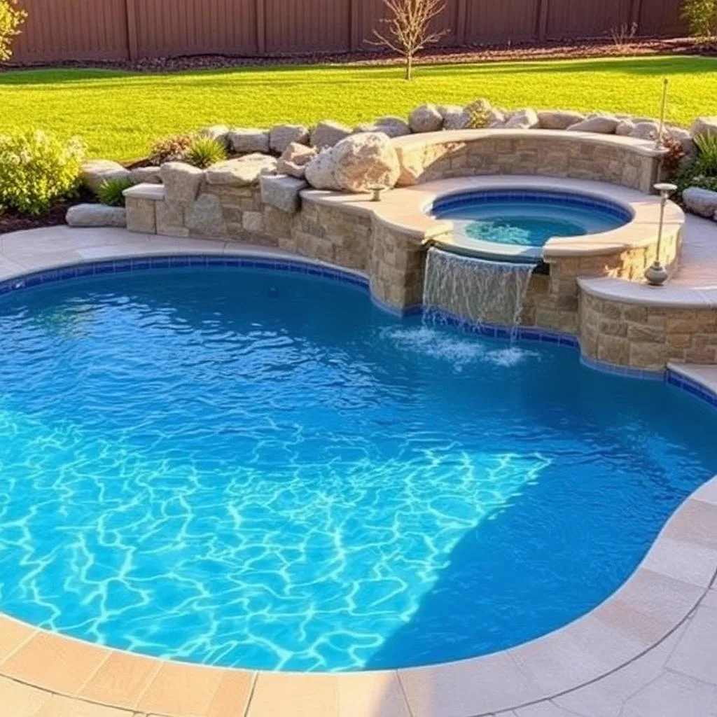 Backyard pool with attached spillover spa