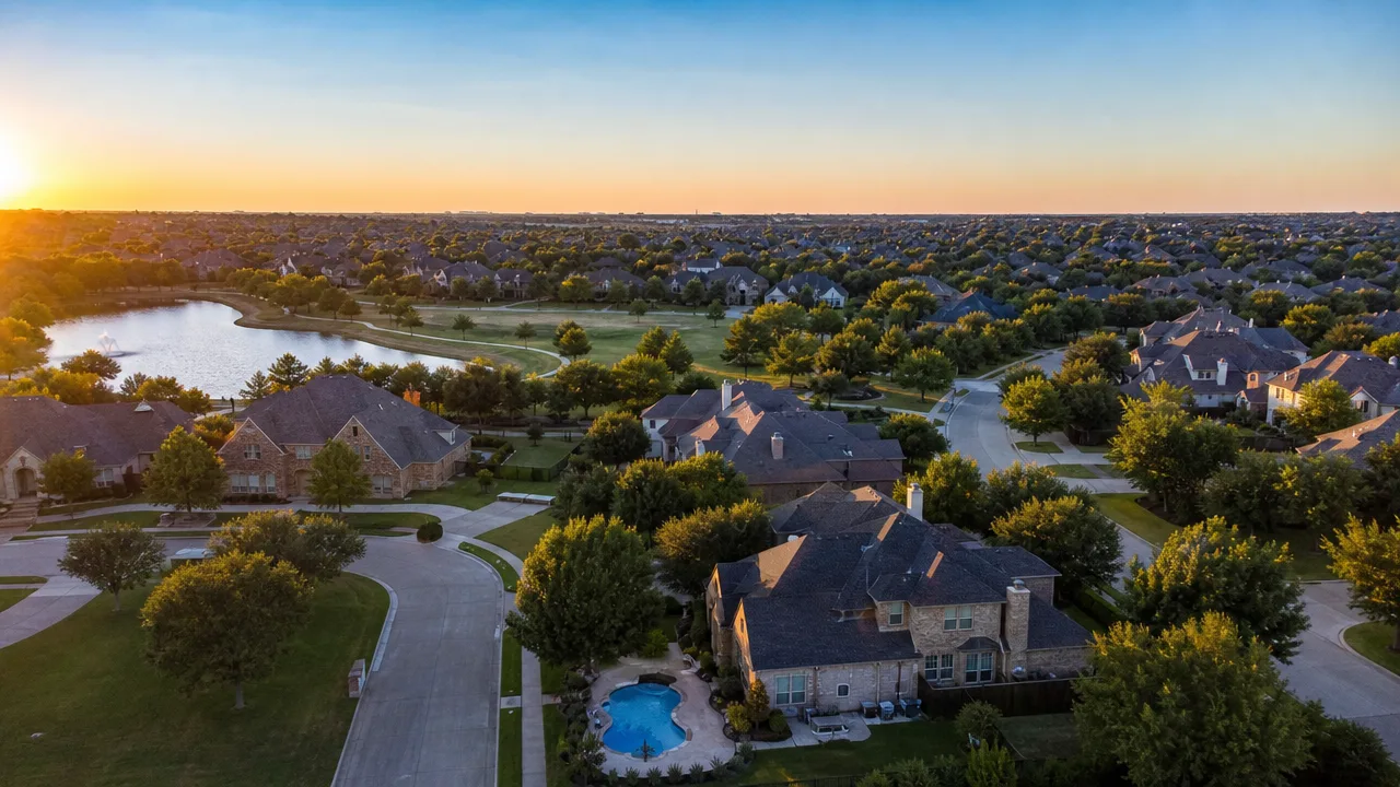 Twin Creeks community in Allen, Texas with clubhouse and pool