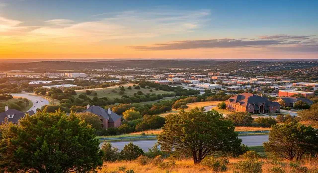 Garland, Texas neighborhood near Lake Ray Hubbard at golden hour