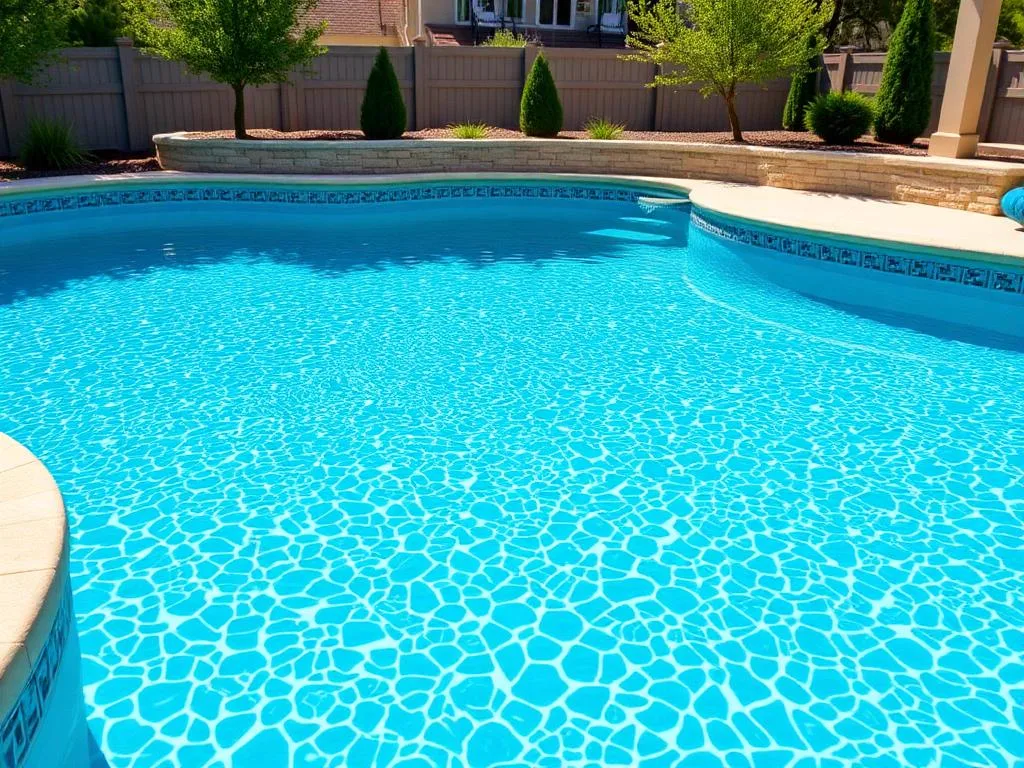 Freshly resurfaced pool with sparkling pebble finish